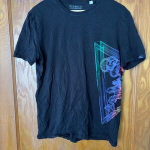 Guess Black Tee with Vibrant Geometric Design